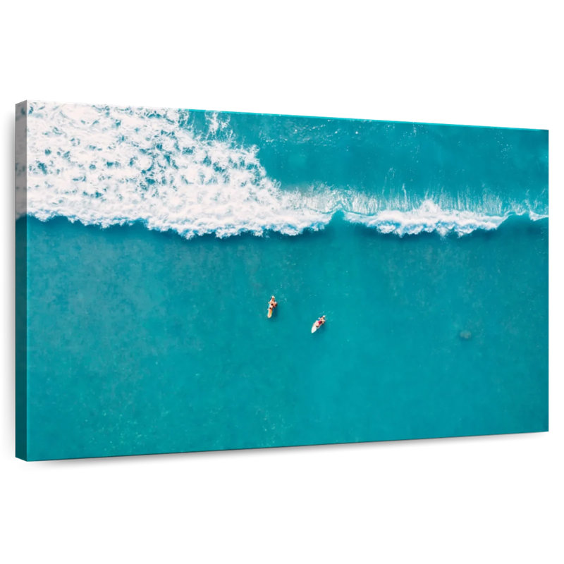 Surfeurs de Senne sur les vagues de l'océan, H 8 po x l 12 po