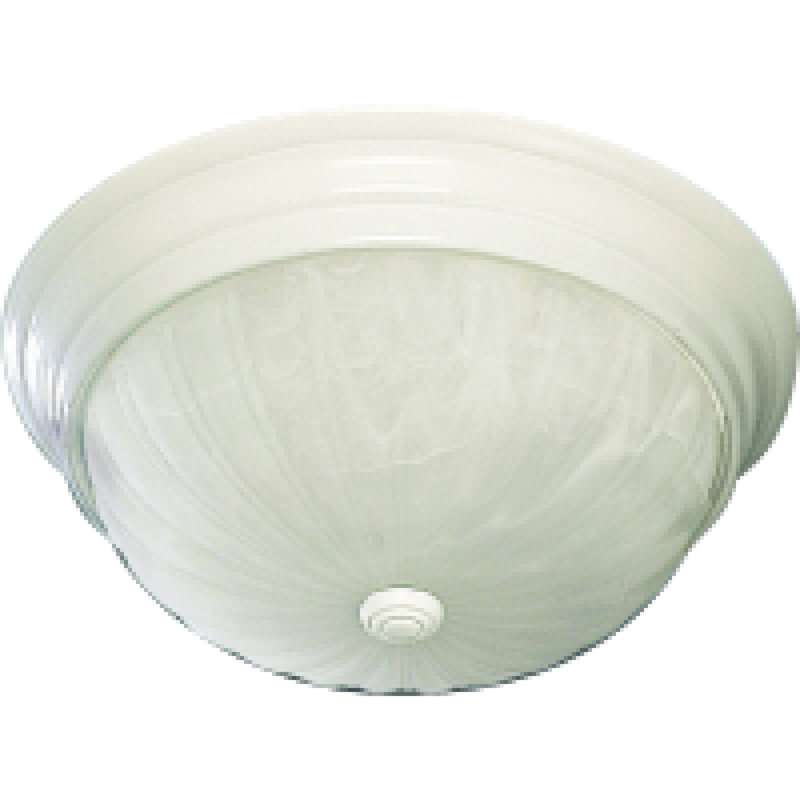 Marti 2-Light Indoor White Flush Mount Ceiling Fixture with Alabaster Melon Glass Bowl, White