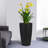 Set Of 2 Self-Watering Planter Box Faux Rattan with Water Level Monitor Black Planter 12.8"Dx12.8"Wx22.17"H-599547698
