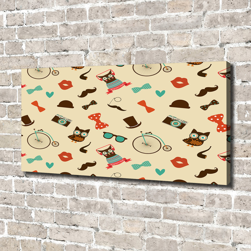Hipster Owls - Wrapped Canvas Print