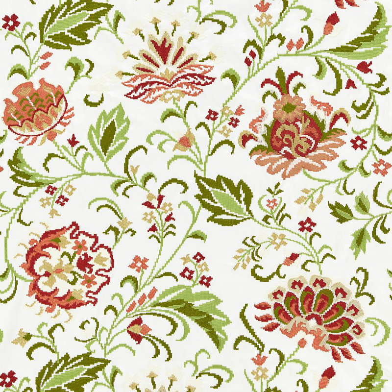 Tissu brodé delphine La Boheme, Fleur de Chine