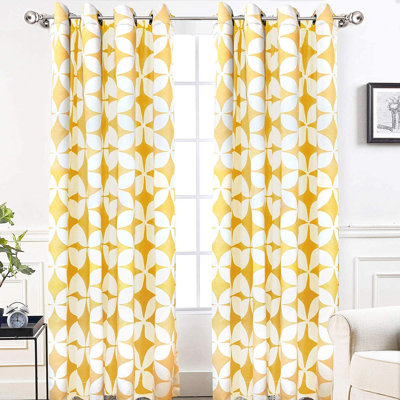 Gimenez Geometric Blackout  Mid Century Moroccan Thermal Grommet Drapes