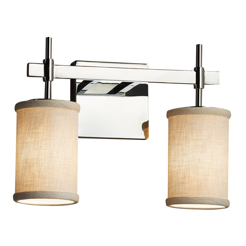 Éclairage pour meuble-lavabo 2 lumières à crochet rouge avec bord plat, Chrome poli, Crème