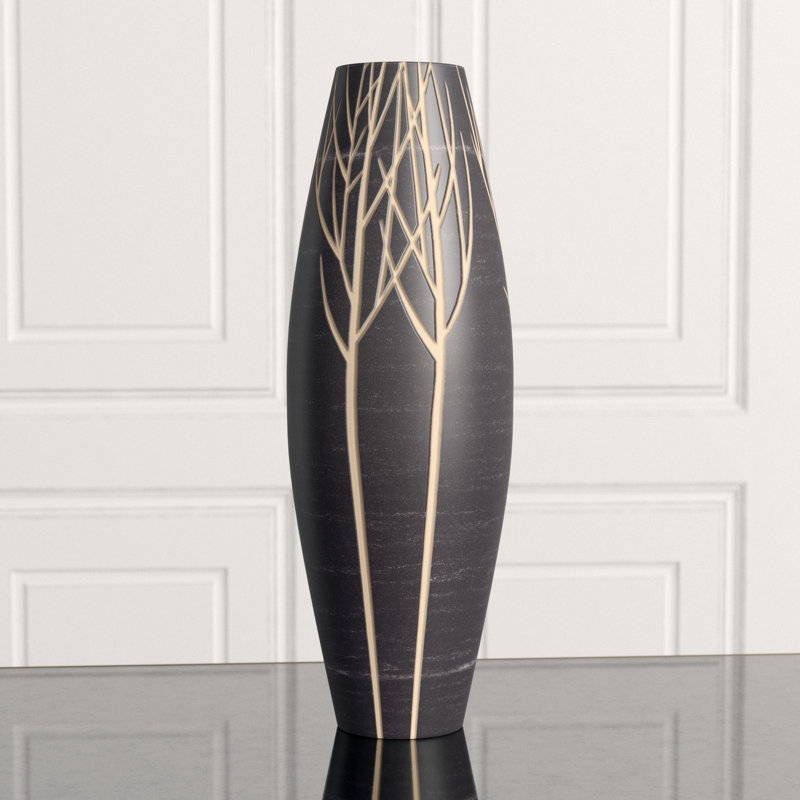 Onyx Winter Handmade Wood Floor Vase