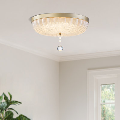  Irodia 15.74'' Glam Dimmable Led Flush Mount With Hanging Crystal Drop