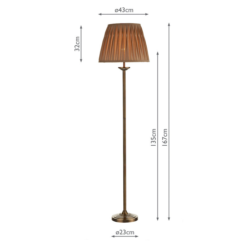 Belvidere 167cm Traditional Floor Lamp, Antique Brass