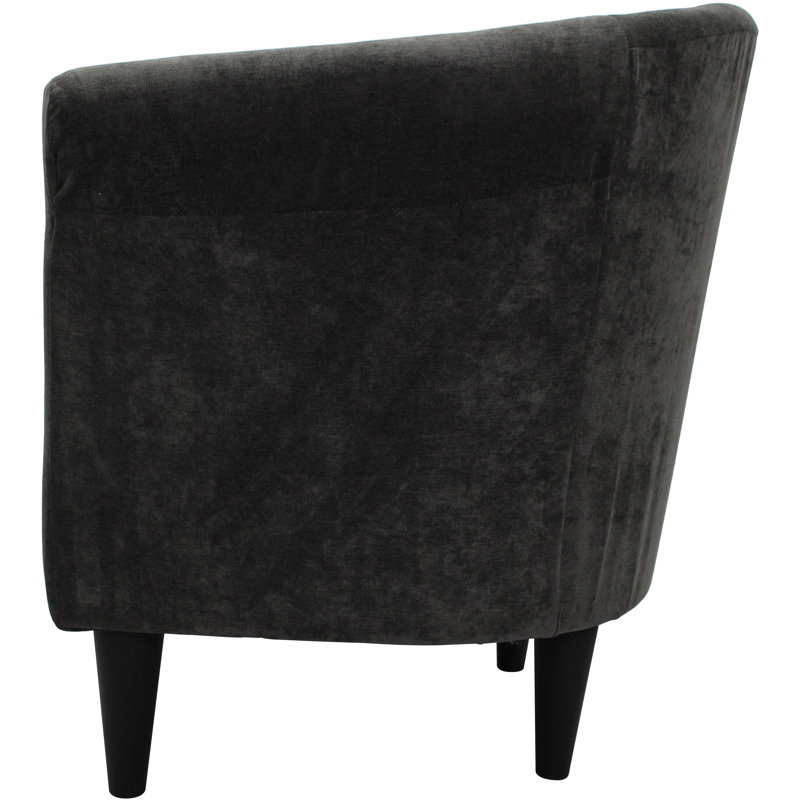 Liam Upholstered Barrel Chair, Greenish Gray Microfiber/Microsuede