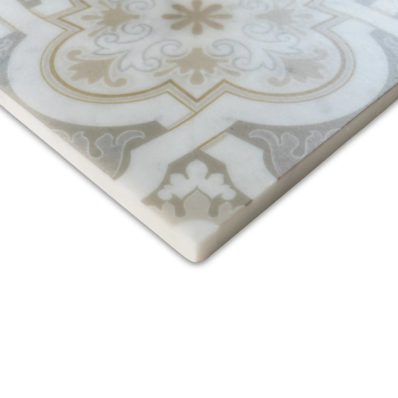 Serene Crest Carrara Taupe Marble  6"x6" Laser Engraved Tile