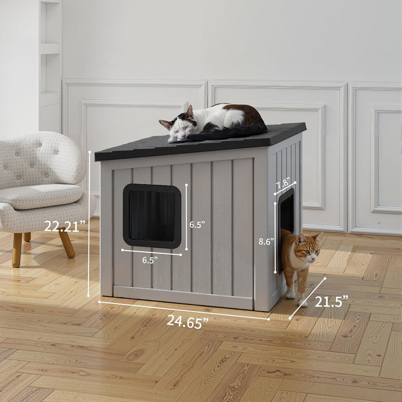 Maison pour chat multi-usages imperméable pour l'extérieur, Noir