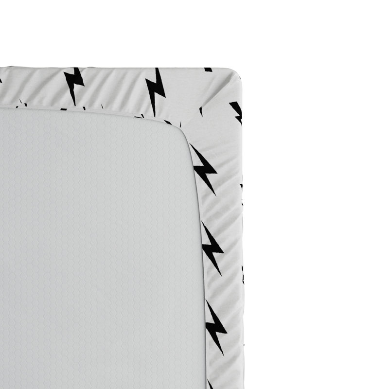 Microfiber Fitted Sheet, Twin Fitted Sheet, White, Zig Zag