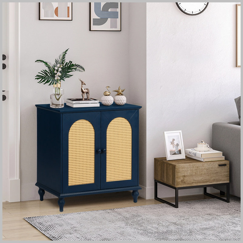 Buffet 2 portes en rotin, Bleu antique
