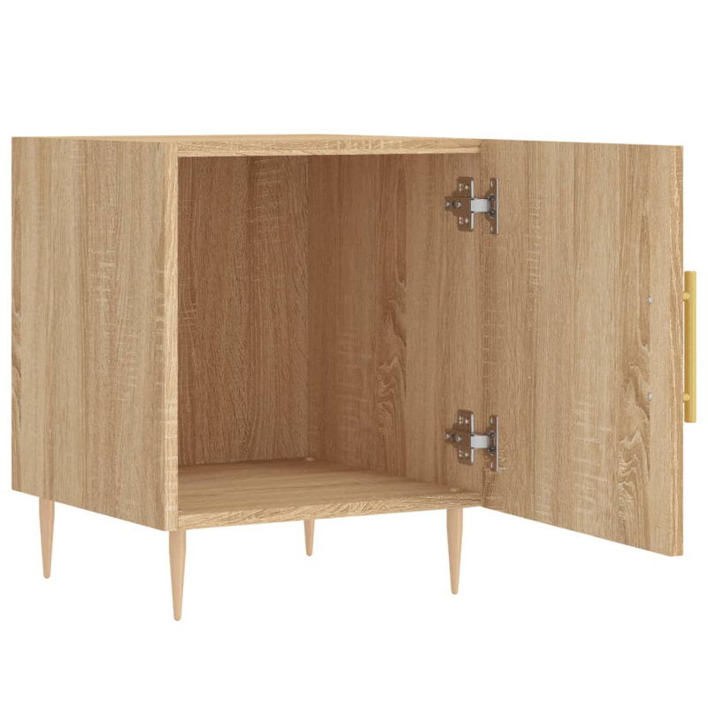 Bouzov 40cm W Iron Bedside Table, Sonoma Oak