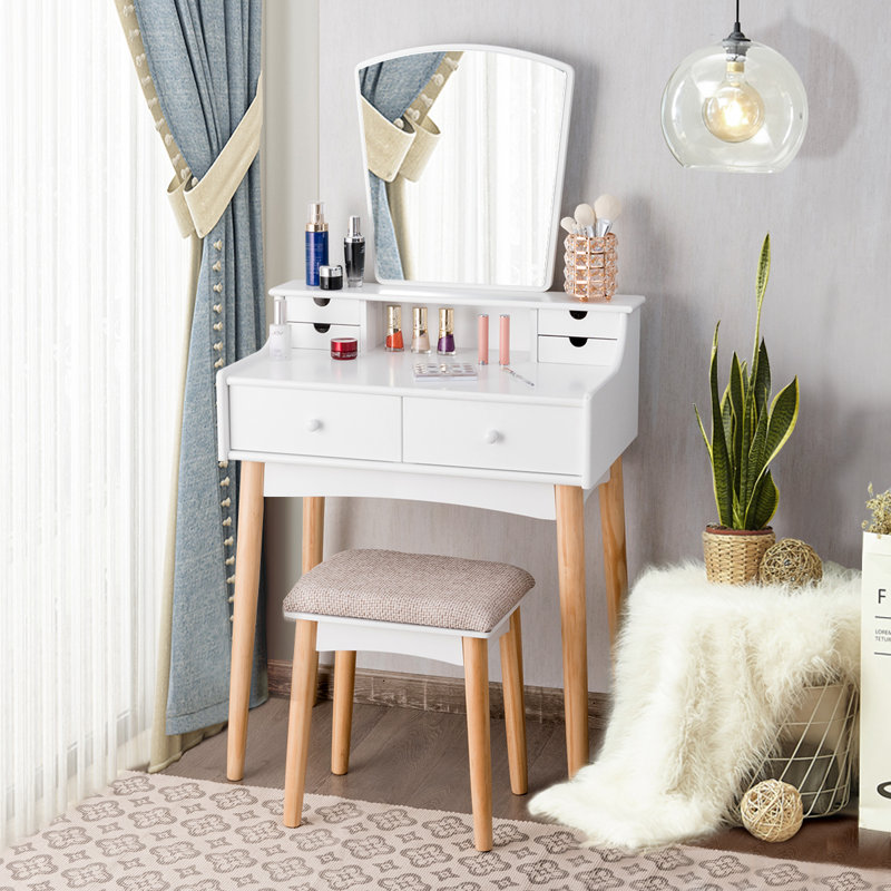 Ensemble coiffeuse avec tabouret et miroir Vercher