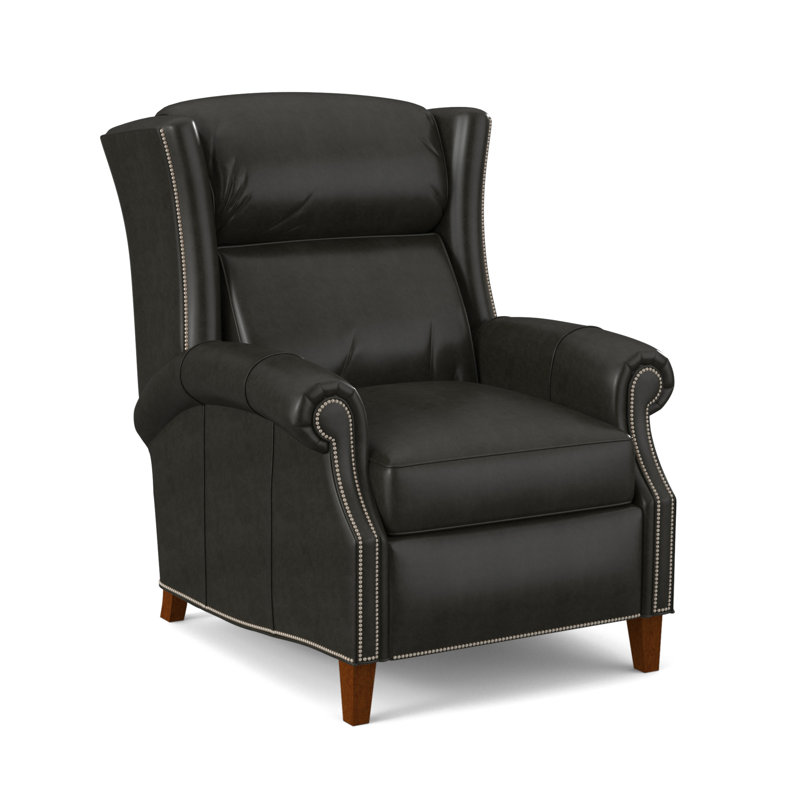 Broderick Recliner, #9 Pewter, Aline Light Gray Stonewash Genuine Leather, New Classiques