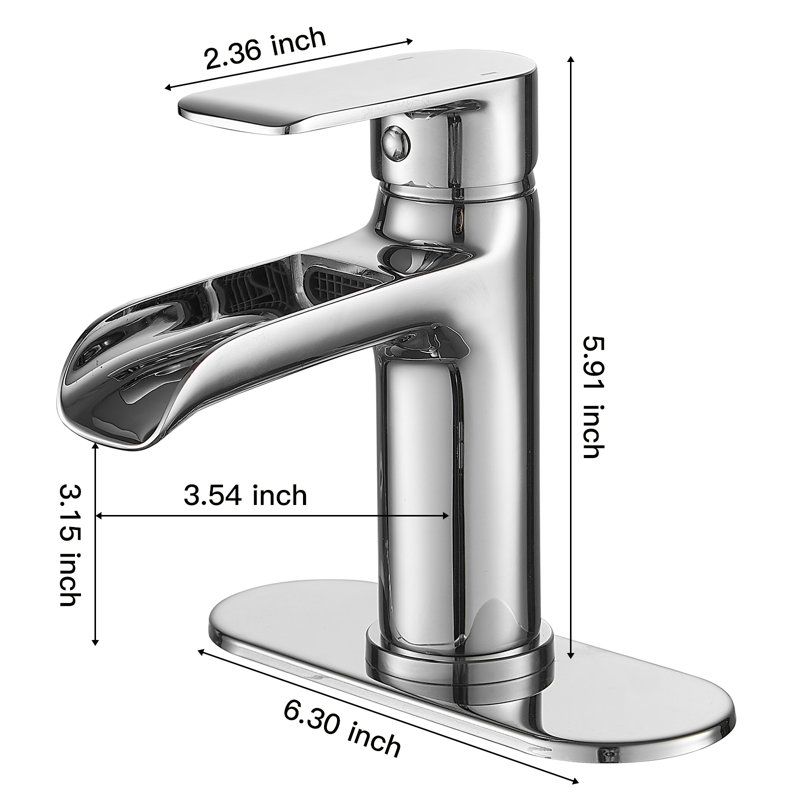 Robinet de salle de bains monotrou avec ensemble de drainage, Chrome poli