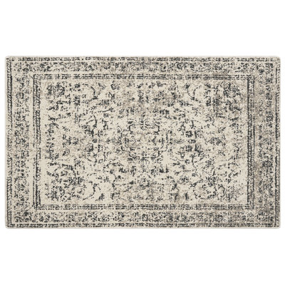 Heirloom Medallion Pattern Polyester Area Rug - Soft Vintage Carpet with Canvas Backing, Classic Floor Rug for Living Room Dining Room
