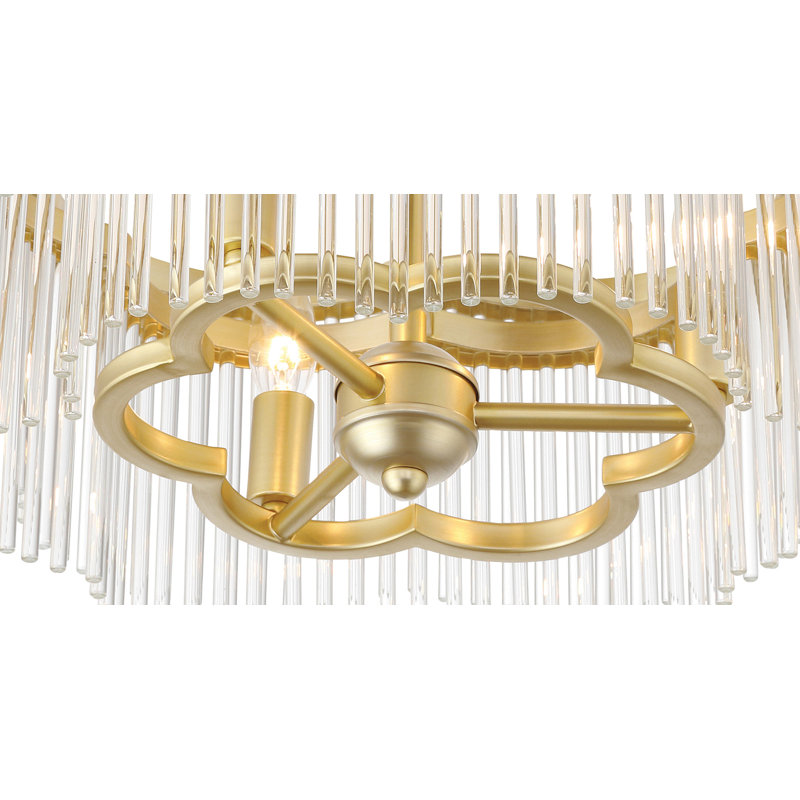 Everly Quinn Bukovsko - 3 Light Semi Flush In Heirloom Brass Finish