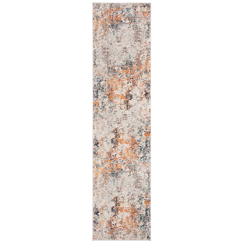 Felty Abstract Gray/Beige Area Rug, Runner 2'2" x 6'