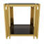Ensemble de 3 tables de salon avec 1 table basse et 2 tables de bout, rectangulaire, verre trempé, métal asymétrique, finition dorée et tablette inférieure, 47,5 po