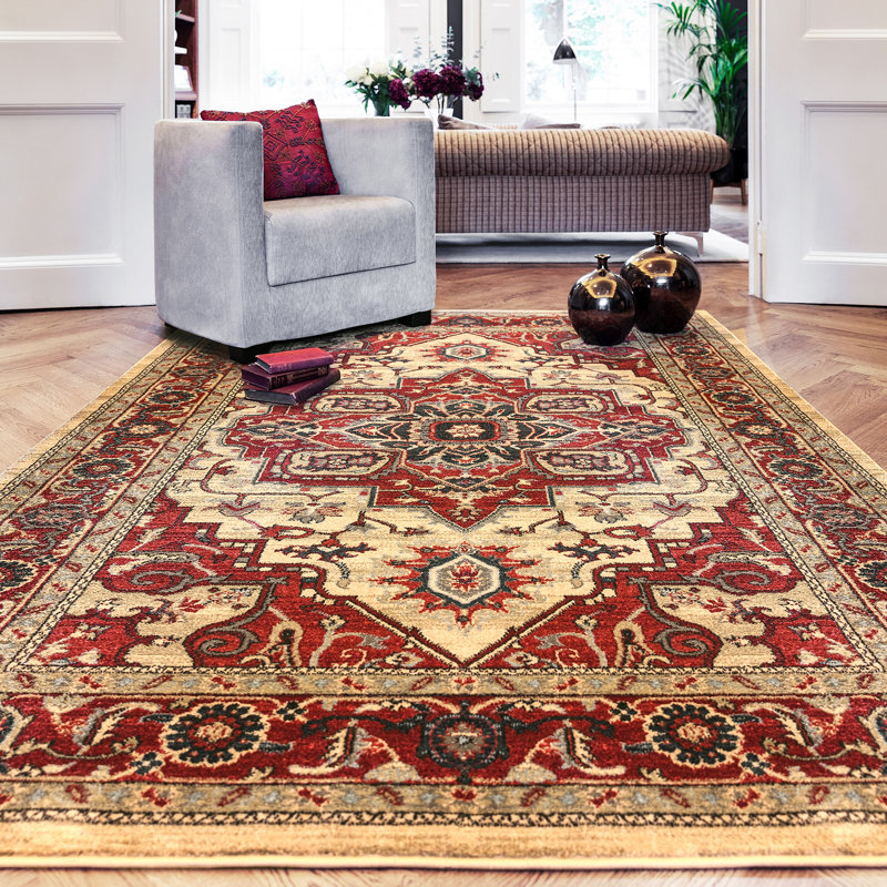 Alverta Classic Beige/Red Area Rug, Rectangle 240 x 340cm