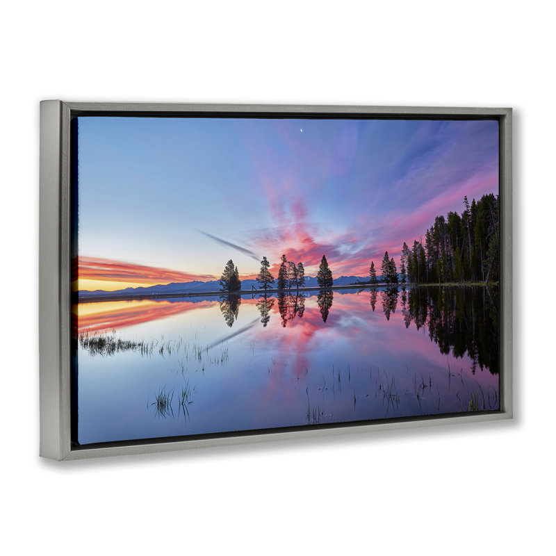 Cadre flottant Gull Point At Sunrise, design par Jon Evan, H 17 po x l 25 po, Cadre flottant gris lustré