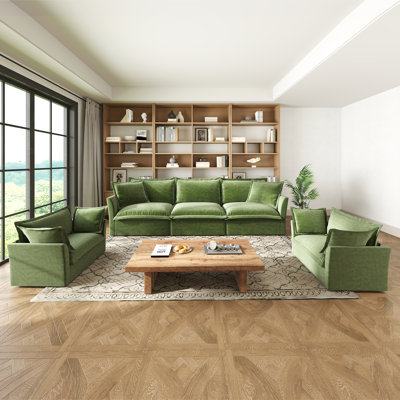 3 Piece Sofa Set, Sofa Set Include 2- Piece Of Arm Chair And One 3-Seat Sofa, Space Saving Casual Sofa Set For Living Room