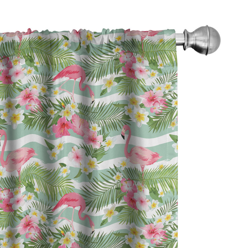 Flamingo Floral Semi-Sheer Rod Pocket Sliding Panel, 28" x 63"