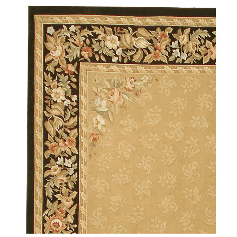 Wool Floral Area Rug, Rectangle 9' x 12'