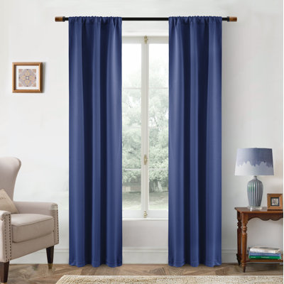 Solid Color Modern Blackout Thermal Curtain Panel Rod Pocket 2 Panels