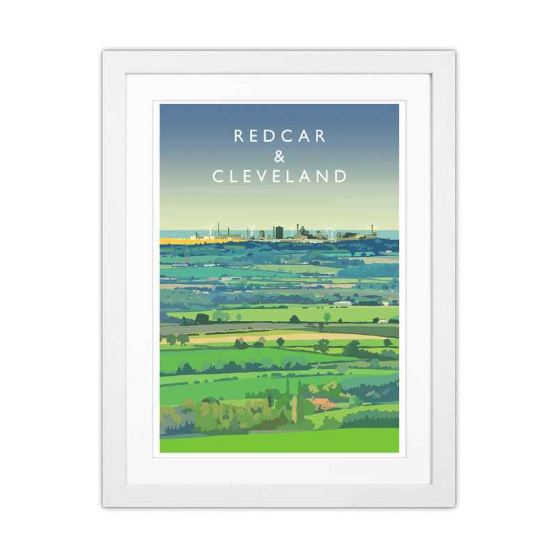 Redcar and Cleveland 1 Piece Wall Art, 53.5cm H x 43.5cm W x 3cm D, White Framed