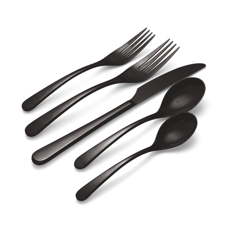 Kenbrook 20 Piece Everyday Flatware Set, Service for 4, Black