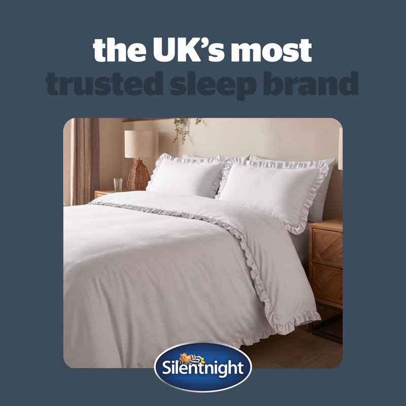 Silentnight Supersoft Duvet Cover Set Frill Edge, Single, White