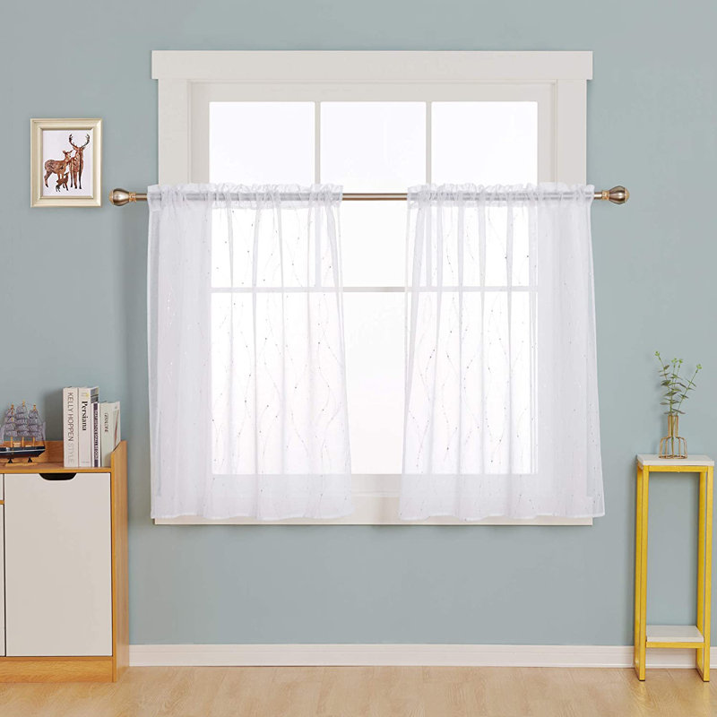 Rideau en polyester, L 52 po x L 54 po, Argent