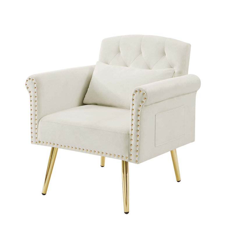 Fauteuil en velours avec pieds en métal