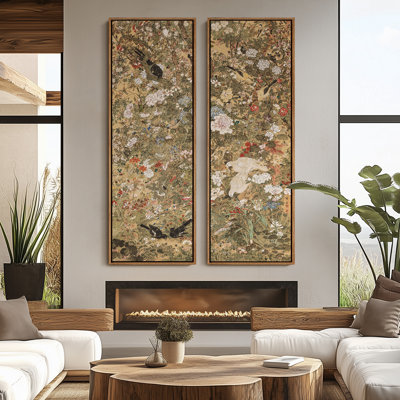 Vintage Landscape Wall Art - 20x60 inches Framed Canvas Set of 2