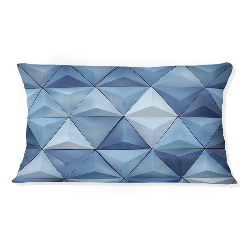 Coussin lombaire bleu et blanc Triangles II