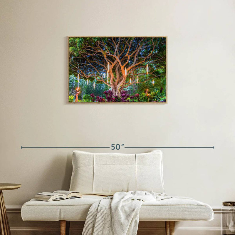 Banian hawaïen, Cadre flottant en bois naturel, 31 po x 21 po