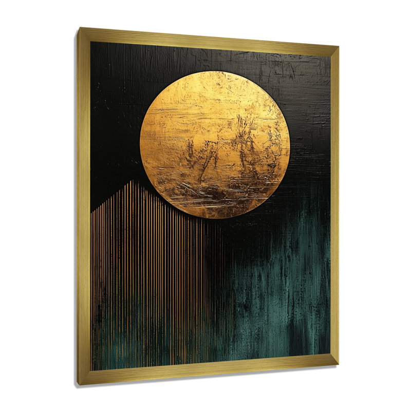 Vallelunga - Abstract Canvas Wall Art, H 44 po x l 34 po, Reproduction encadrée d'une seule photo, Doré