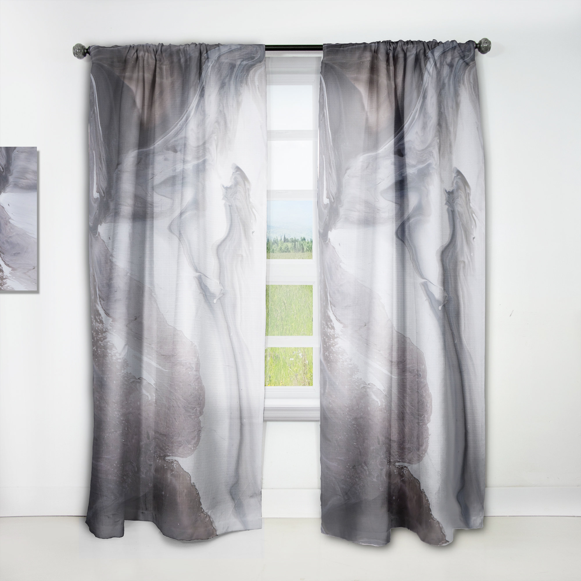 DesignArt Semi Sheer Single Curtain Panel Panel | Wayfair