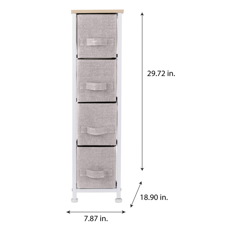Commode de rangement 4 tiroirs Oleary, Gris clair