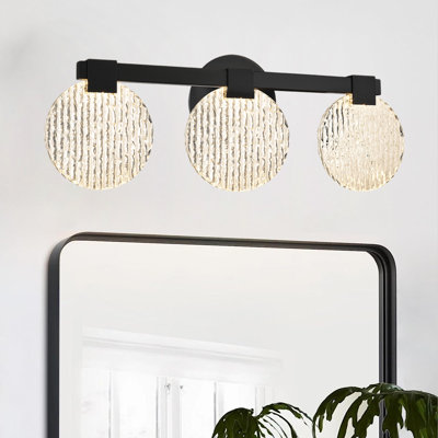 Luminaires de salle de bain à DEL modernes (3 lumières, 22 pouces), luminaires muraux de salle de bain modernes en acrylique noir mat au-dessus du miroir (lumière chaude de 18 W, 3 000 K), ampoules à DEL intégrées incluses.