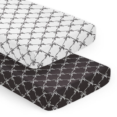 Ballerina and Ballet Bows Black Fitted Crib Sheets - Set of 2