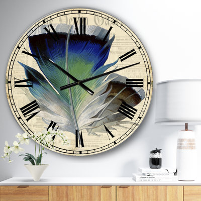 Horloge murale surdimensionnée colorée Elegant Feather I
