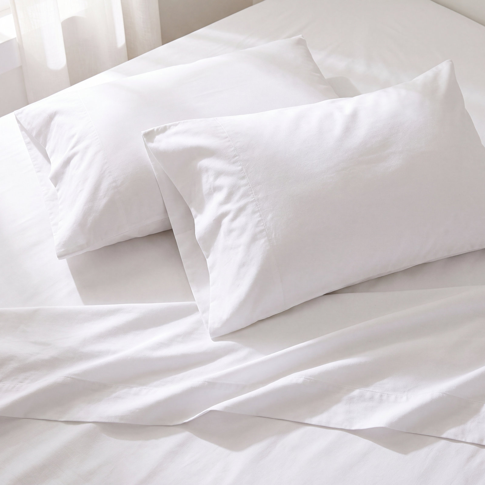 Refined Organic Percale - Set of 2, Standard Pillowcase, White