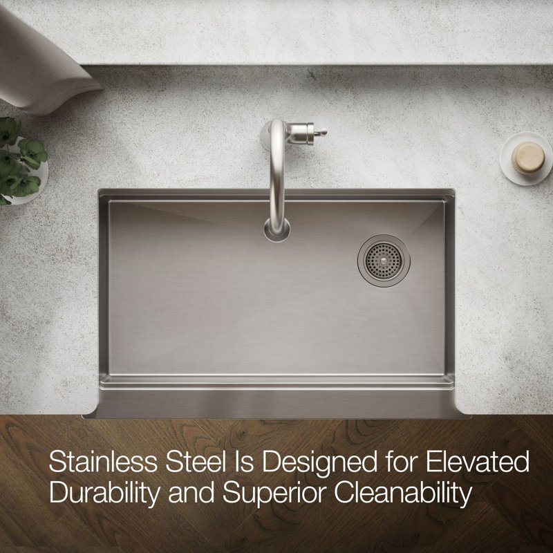 Strive® 32-1/2 In. Undermount Single-Bowl Farmhouse Workstation Kitchen Sink