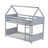 Twin Over Twin Solid Wood House Floor Bunk Bed With Ladder-1212252094