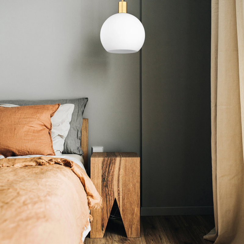 Luminaire suspendu 1 lumière Margo, Laiton vieilli, Blanc