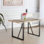 Table de salle à manger moderne avec plateau en bois d'ingénierie de 3,8 cm d'épaisseur et supports métalliques pour salon, bureau de 140 cm.