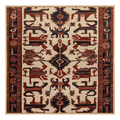 Machine Washable Persian Brown Area Rug