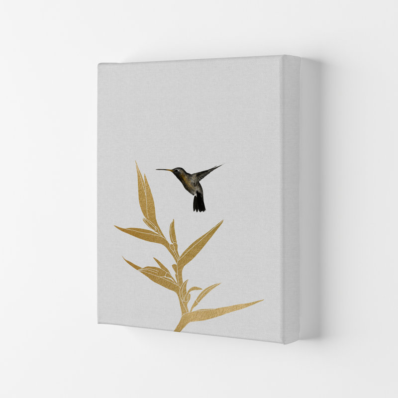 Hummingbird & Flower II - Print, 29.7cm H x 21cm W x 4cm D, Wrapped Canvas